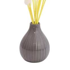 Hoze Landscaping Shop -Hoze Landscaping Shop 15cm white bunny tail stem artificial plant in grey ceramic vase5010795682683 02c bq