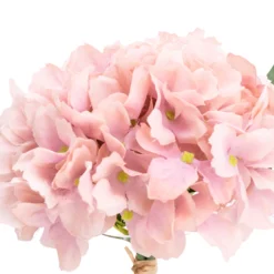 Hoze Landscaping Shop -Hoze Landscaping Shop 17cm pink hydrangeas artificial plant in clear glass vase5010795682645 02c bq