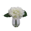 17cm White Hydrangeas Artificial Plant In Clear Glass Vase -Hoze Landscaping Shop 17cm white hydrangeas artificial plant in clear glass vase5010795682638 01c bq