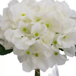 Hoze Landscaping Shop -Hoze Landscaping Shop 17cm white hydrangeas artificial plant in clear glass vase5010795682638 02c bq
