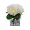 19cm White Roses Artificial Plant In Clear Square Glass Vase 1 19cm White Roses Artificial Plant In Clear Square Glass Vase -Hoze Landscaping Shop 19cm white roses artificial plant in clear square glass vase5010795682690 01c bq