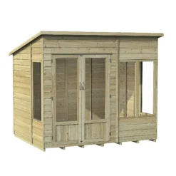 Hoze Landscaping Shop -Hoze Landscaping Shop forest garden oakley 8x6 pent overlap solid wood summer house with double door base included 5013053188668 01c bq