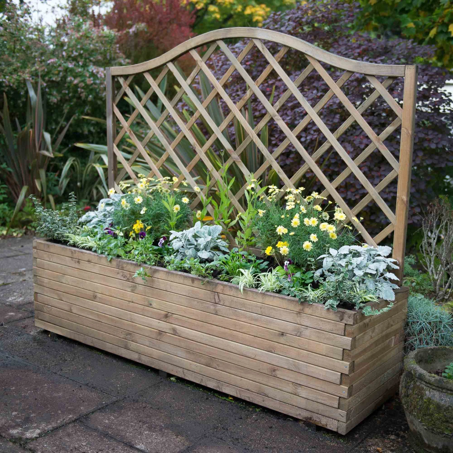 Forest Garden Venice Natural Timber Wooden Rectangular Planter 3 Forest Garden Venice Natural Timber Wooden Rectangular Planter
