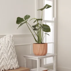 GoodHome Lummi Natural Terracotta Geometric Stripes Circular Plant Pot (Dia)20.5cm -Hoze Landscaping Shop goodhome lummi natural terracotta geometric stripes circular plant pot dia 20 5cm5059340327945 01i