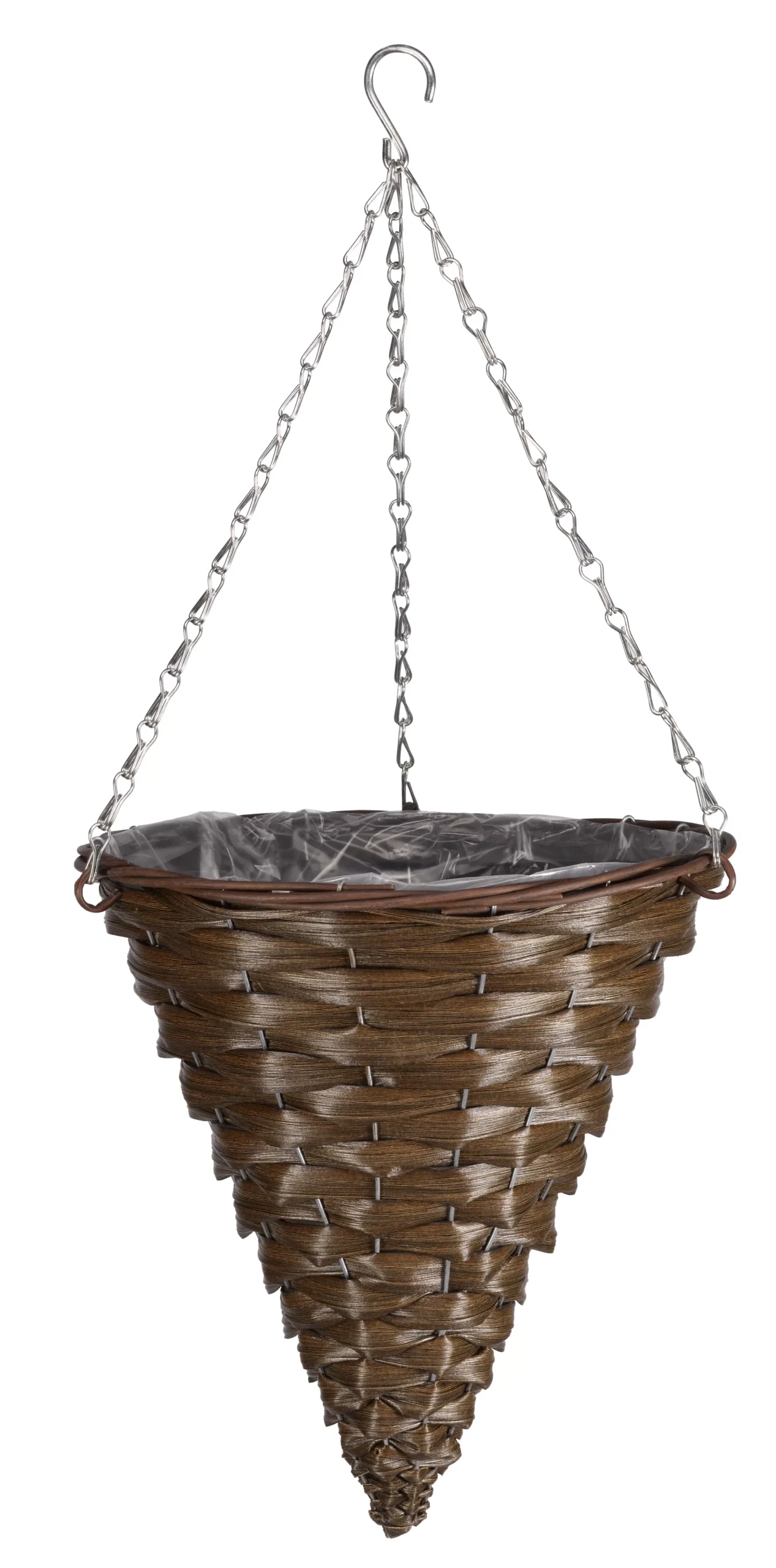Smart Garden Faux Rattan Brown Cone Plastic Hanging Basket, 34cm 3 Smart Garden Faux Rattan Brown Cone Plastic Hanging Basket, 34cm